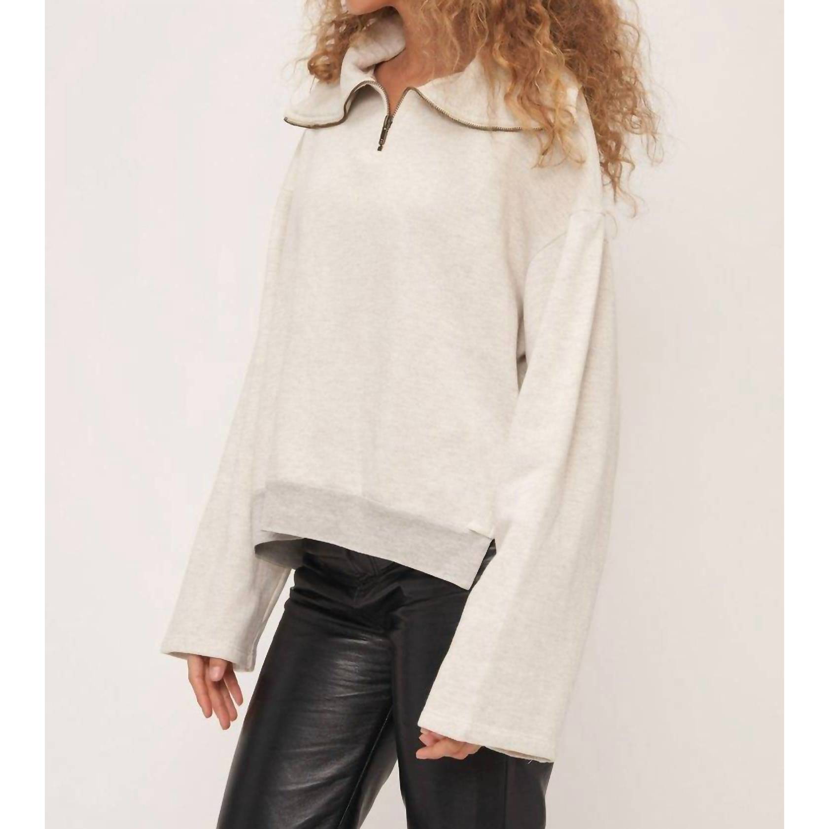 New Project Social T Sorento Half Zip Sweatshirt In Ivory